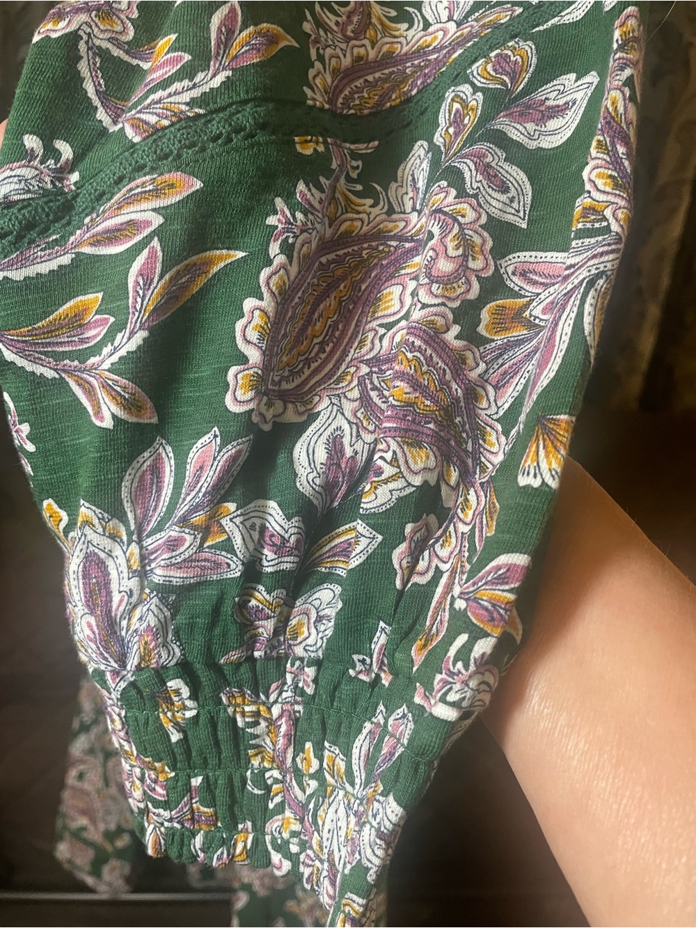 Green Paisley Maxi Dress with Lilac Accents - Picture 6 of 14